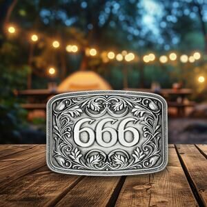 Gothic Western Belt Buckle – Heavy Metal Cowboy Biker Buckle